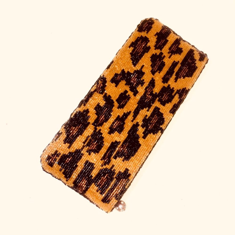 Neiman Marcus Beaded Leopard Clutch